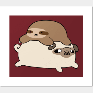 Little Sloth and Pug Posters and Art